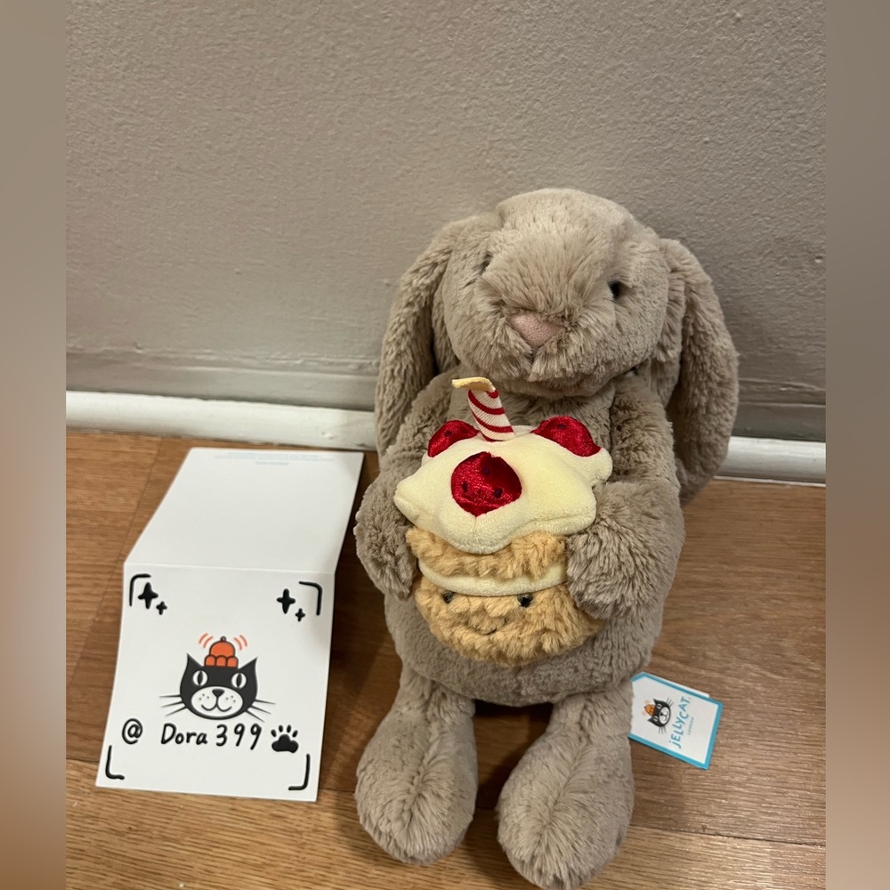 Jellycat Bashful Beige Bunny ‘Birthday’ Plush